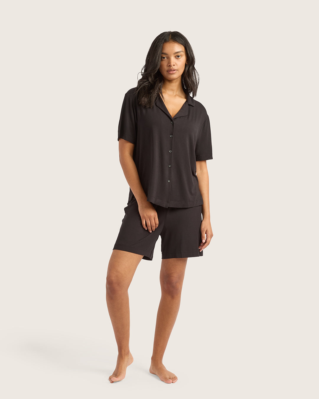 Goodnight Short Sleeve Sleep Shirt - Black